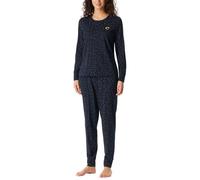 Schiesser Damen Schlafanzug Lang mit Bündchen Baumwolle-Nightwear Ensemble de Pijama, Bleu Nuit_183206, 40 Femmes