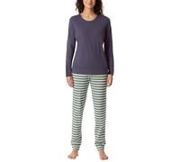 Schiesser Damen Schlafanzug Lang mit Bündchen Baumwolle-Nightwear Ensemble de Pijama, Indigo_181746, 40 Femmes