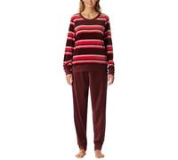 Schiesser Damen Schlafanzug Lang mit Bündchen Velour-Nightwear Set Ensemble de Pijama, Bourgogne 183060, 38 Femmes