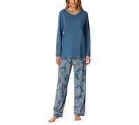 Schiesser Damen Schlafanzug Set Lang Baumwolle Modal-Nightwear Ensemble de Pijama, Bleu Atlantique_181237, 50 Femmes