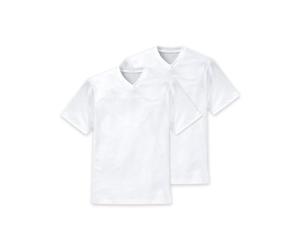 Schiesser Demi Manches Américain T-Shirt Col en V Pack Double Blanc