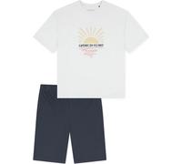 SCHIESSER Ensemble pyjama fille - court, ados, coton, motif blanc/bleu foncé 152