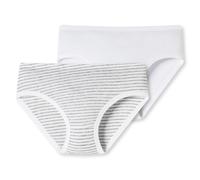Schiesser Fille Slips 2er Pack - sous-Vêtements,à Taille Basse,Fine Côte Blanc/