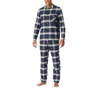 Schiesser Herren Schlafanzug Lang mit Knopfleiste Flanell-Nightwear Set Ensemble de Pijama, Bleu Nuit 182029, 52 Hommes