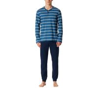 Schiesser Herren Schlafanzug Lang mit Knopfleiste-Nightwear Set Ensemble de Pijama, Bleu foncé 183124, 52 Hommes