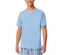 Schiesser Herren Schlafshirt Kurzarm V-Ausschnitt-Mix + Relax Haut de Pijama, Bleu Pacific 182181, 50 Hommes