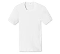 Schiesser Homme 1/2 Bras T-Shirt - Coton Basic, Feinripp, Doppelripp, Blanc
