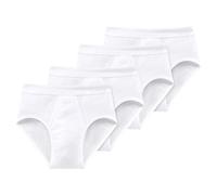 Schiesser Homme Slips 4er Pack - Finement Côtelé, Sportif, Coton Essentials, Wei