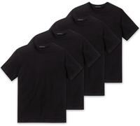 SCHIESSER Hommes American T-Shirt 4er Pack - 1/2 Manches, Maillot de corps, Col rond Noir M