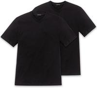SCHIESSER Hommes T-shirt américain pack de 2 - 1/2 manches, maillot de corps, col V Noir XL