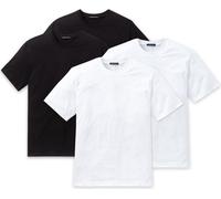SCHIESSER Hommes T-shirt américain pack de 4 - 1/2 manches, maillot de corps, col rond Schwaz/Blanc S