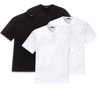 SCHIESSER Hommes T-shirt américain pack de 4 - 1/2 manches, maillot de corps, col V NoirBlanc L
