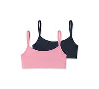 Schiesser Lot de 2 Bustiers sous-vêtement, Pouces Opaques, Bleu foncé, Rose uni, 16 Ans Fille
