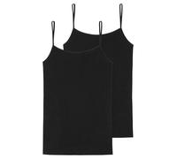 Schiesser Lot de 2 Maillots de Corps Spaghetti en Coton 95/5 Bio sous-vêtement, Noir_174388, 48 Plus Femme