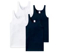 Schiesser Lot De 4 Débardeurs Homme Coton Côtelé Blanc/ Bleu Essentiel