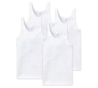 Schiesser Lot De 4 Débardeurs Homme Coton Côtelé Blanc/ Bleu Essentiel