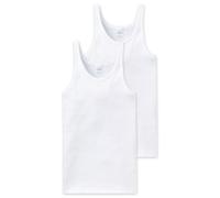 2 Schiesser Homme Maillots de Corps 1/2 Bras Coton Côte Double - Blanc / Taille: