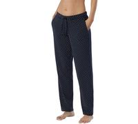 Schiesser Pantalon de Pyjama Long en Coton à Motifs - Mix + Relax Bas de Pijama, Bleu foncé-GEMM_179271, 40 Femme