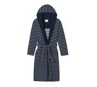 SCHIESSER Peignoir long 'Feather Terry' bleu marine / blanc, Taille M