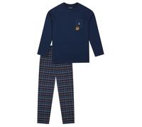 SCHIESSER Pyjama bleu foncé / orange, Taille 140