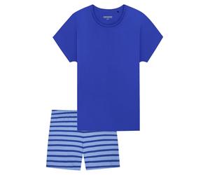 SCHIESSER Pyjama 'Casual Essentials' bleu / bleu clair / bleu foncé, Taille S