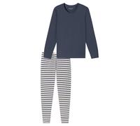 Schiesser Pyjama Long pour Femme avec Poignets en Coton, Bleu Jeans_181746, 42