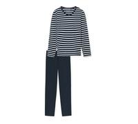 SCHIESSER Pyjama 'Casual Essentials' bleu nuit / blanc, Taille XL
