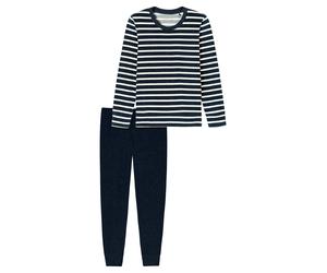 SCHIESSER Pyjama ' Casual Essentials ' bleu nuit / blanc, Taille XL