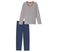 SCHIESSER Pyjama 'Casual Essentials' champagne / bleu marine / orange, Taille XL