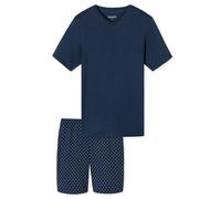 SCHIESSER Pyjama court bleu foncé / blanc, Taille M