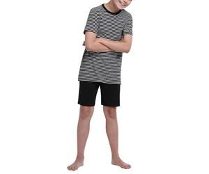 Schiesser Pyjama Court pour garçon-Coton Organique (LL) Ensemble de Pijama, Noir, 10 Ans
