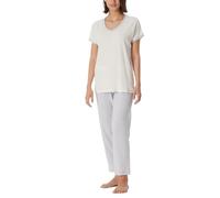 Schiesser Pyjama Long 7/8 en Coton Modal mélangé-Vêtement de Nuit Ensemble de Pijama, crème_181241, 48 Femme