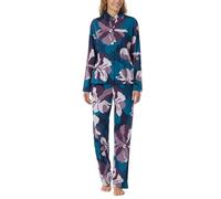 Schiesser Pyjama Long avec boutonnière en Coton et Modal-Vêtement de Nuit Moderne Ensemble de Pijama, Multicolore 4_181895, 42 Femme