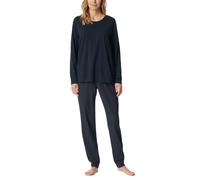 Schiesser Pyjama Long avec Poignets en Coton - Nightwear Ensemble de Pijama, Bleu Nuit_181987, 52 Femme