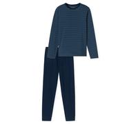 SCHIESSER Pyjama long bleu foncé / blanc, Taille S