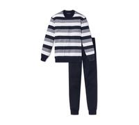 Schiesser Pyjama Long Bleu Foncé / Gris Chiné / Blanc