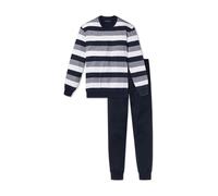 SCHIESSER Pyjama long bleu foncé / gris chiné / blanc, Taille XXXL