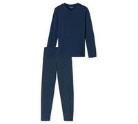 SCHIESSER Pyjama long ' Casual Essentials ' bleu foncé / gris, Taille XXL