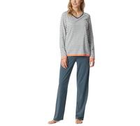 Schiesser Pyjama Long en Coton Doux - Vêtements de Nuit Ensemble de Pijama, Jeansblau_181965, 38 Femme