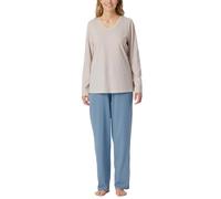 Schiesser Pyjama Long en Coton - Nightwear Ensemble de Pijama, Sable_181986, 50 Grande Taille Femme