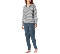 Schiesser Pyjama Long en Tissu éponge Chaud et Douillet-Vêtement de Nuit Ensemble de Pijama, Jeansblau_181968, 40 Femme