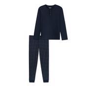 SCHIESSER Pyjama long ' Fine Interlock ' bleu nuit / blanc, Taille M-L