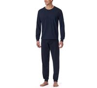 Schiesser Schlafanzug Lang mit Bündchen-Nightwear Set Pyjama 2 pièces, Bleu foncé 159618, 27 Hommes