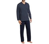 Schiesser Schlafanzug Lang-Nightwear Set Ensemble de Pijama, Opaque, Bleu foncé 159622, S Hommes