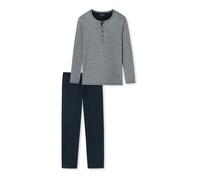 SCHIESSER Pyjama long ' Selected Premium ' bleu foncé / gris chiné, Taille M-L