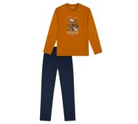 SCHIESSER Pyjama ' Nightwear ' bleu marine / orange, Taille 176