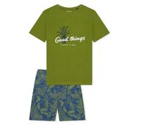 SCHIESSER Pyjama ' Teens Nightwear ' bleu / kaki / vert gazon, Taille 152