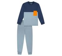 SCHIESSER Pyjama 'Teens Nightwear' bleu marine / bleu clair / orange, Taille 152