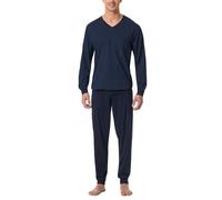 Schiesser Schlafanzug Lang mit Bündchen-Nightwear Set Ensemble de Pijama, Bleu Nuit_182194, 54 Hommes