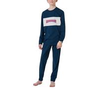 Schiesser Schlafanzug Set lang-100% Organic Bio Baumwolle-Größe BIS 176 Ensemble de Pijama, Blau_181995, 140 Garçon